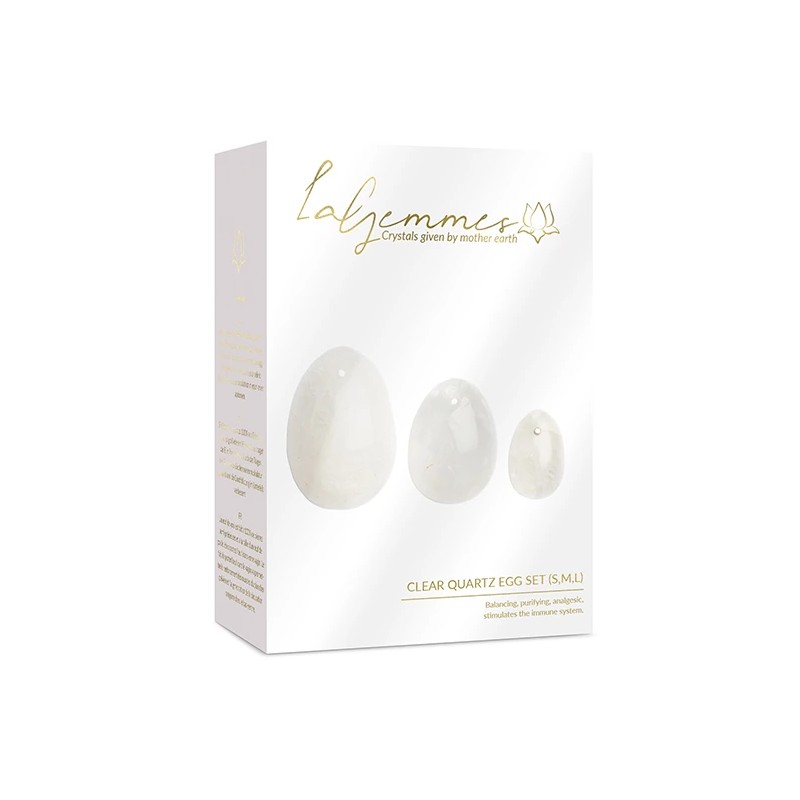 Kulki gejszy - La Gemmes Yoni Egg Set Clear Quartz